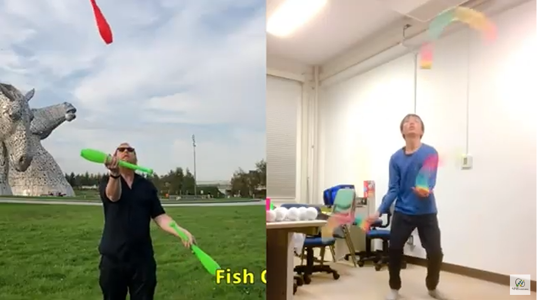 Wall plane reverse cascade Club Juggling = Malabares con Muelles